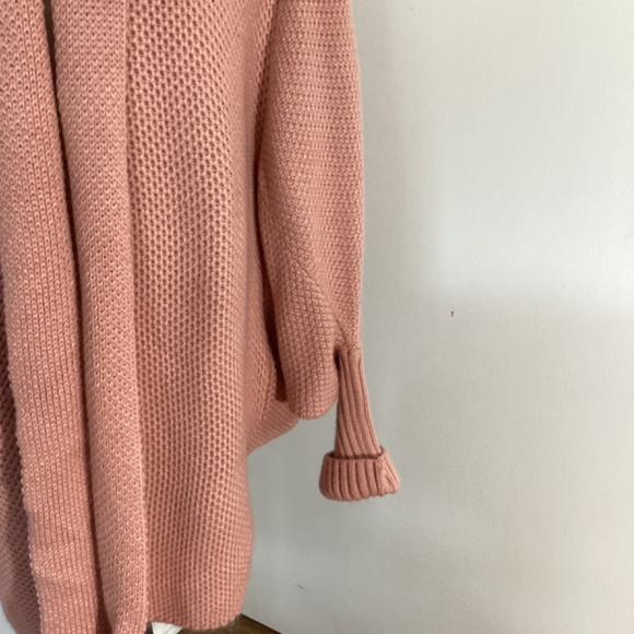 WOMAN REGULAR LARGE LIGHT PINK KNIT CARDIGAN OPEN FRONT COTTON BLEND CASUAL - Picture 6 of 10